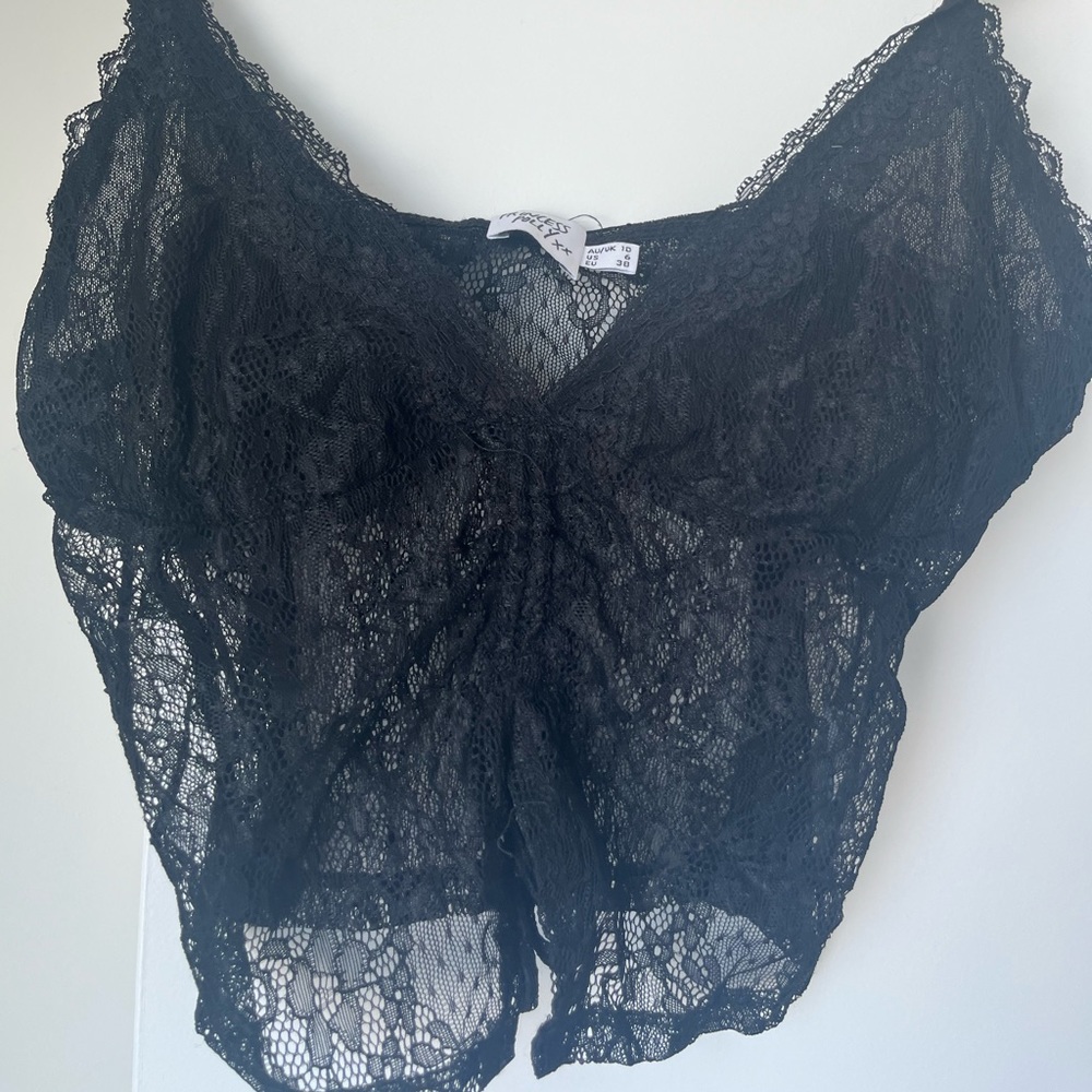 Princess Polly Black Lace Cropped Cami